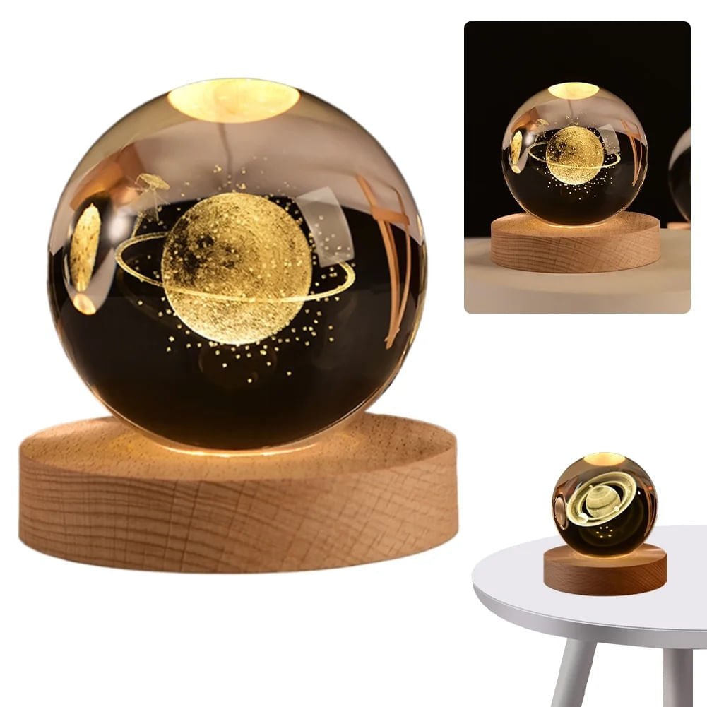 Lampara De Noche Led Bola De Cristal 3d Led Luz De Noche Con Cable