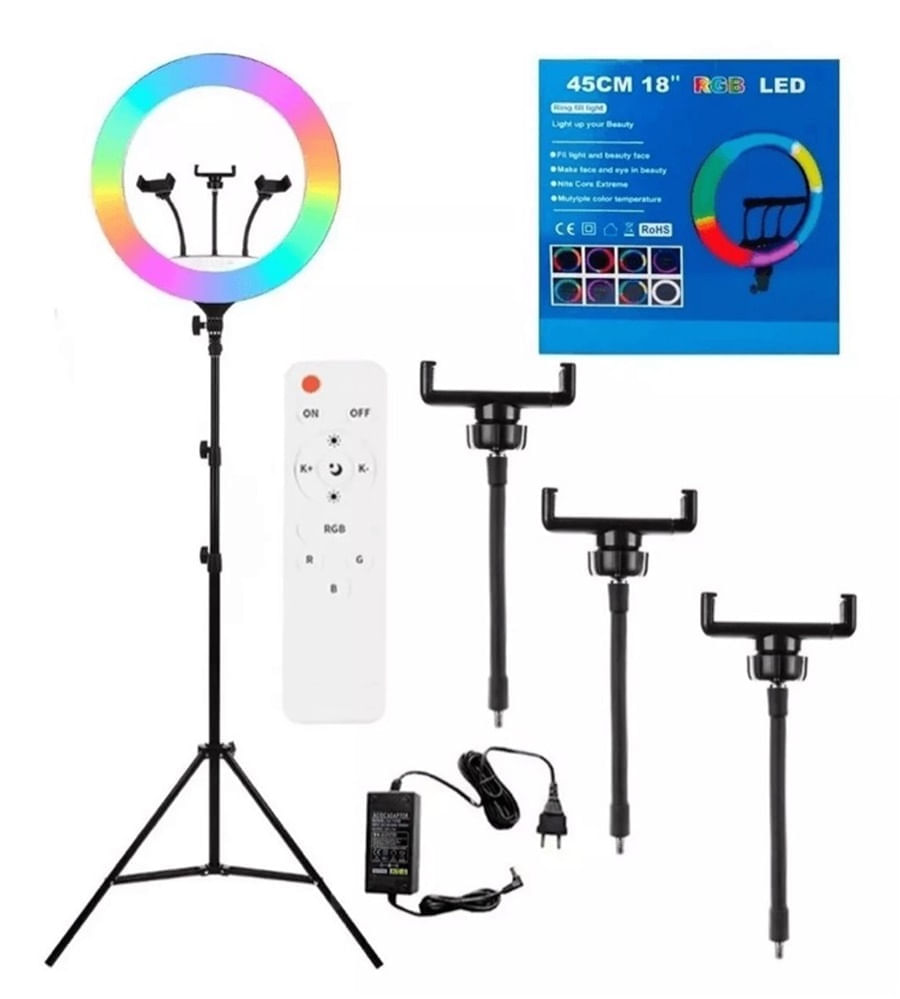 Aro De Luz Led Flash 45 Cm Fotografía Selfie One Pixel Trípode 2,1m