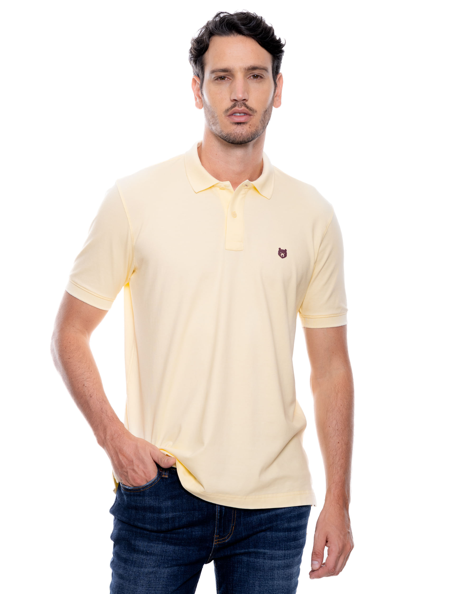 Polo Unicolor Logo Estampado