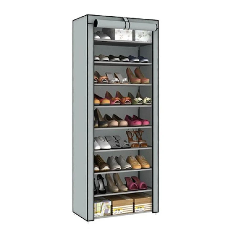 Zapatero Closet De 9 Niveles Armable En Tela Gris