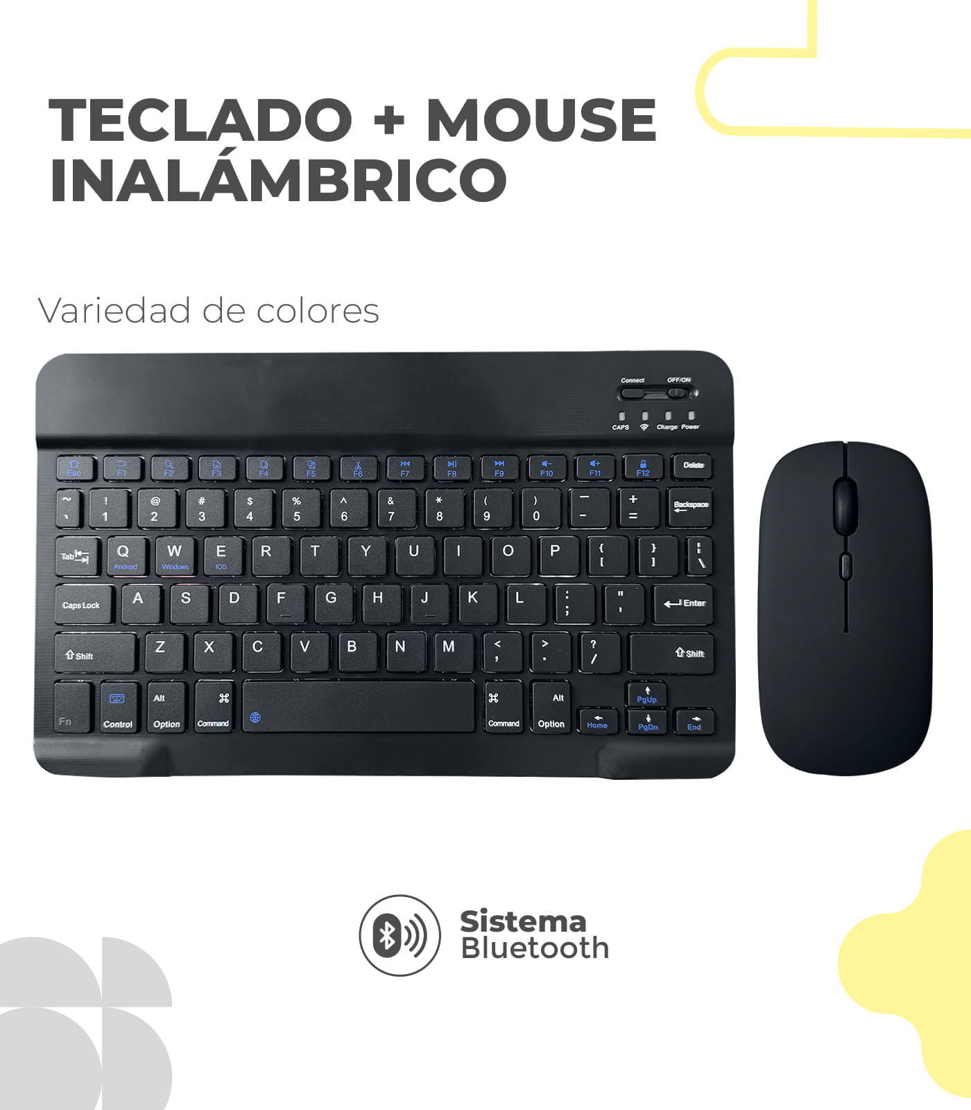 Kit Mouse y Teclado Inalambrico Diseño Color Verde Negro