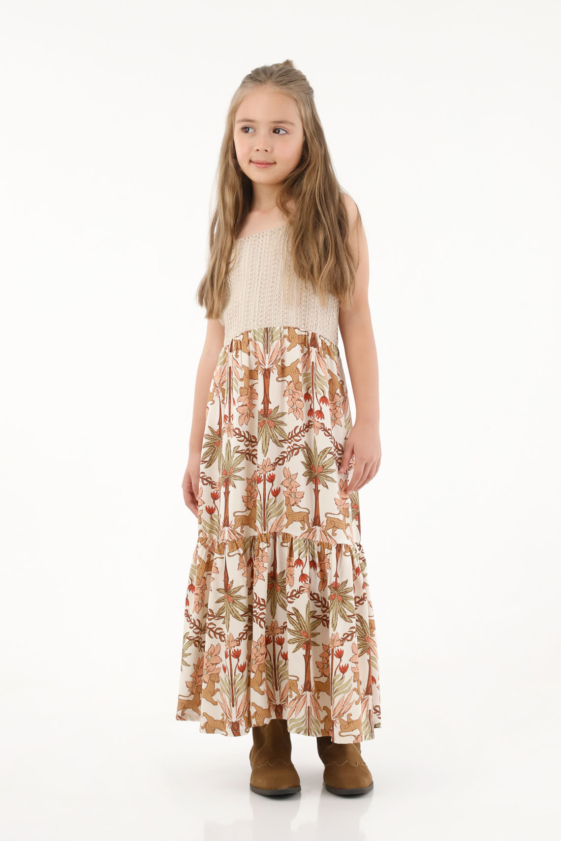 Vestido largo estampado para niña