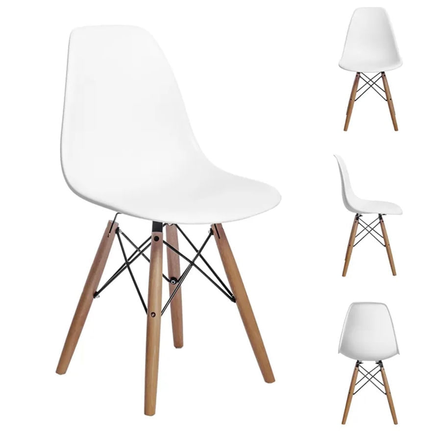 Set 4 Sillas Modernas Para Comedor Hogar Patas En Madera Blanca