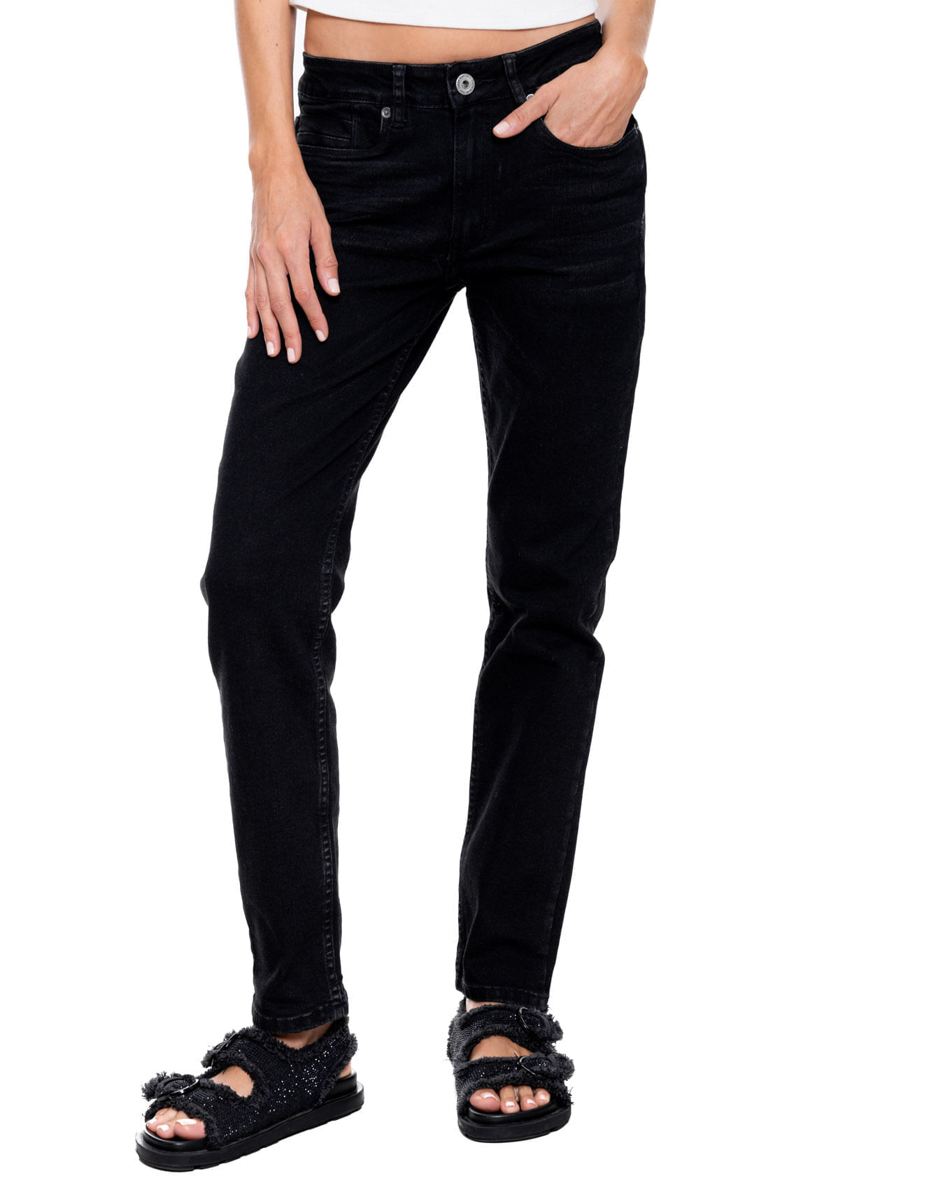 Black Denim Straight Fit Jeans