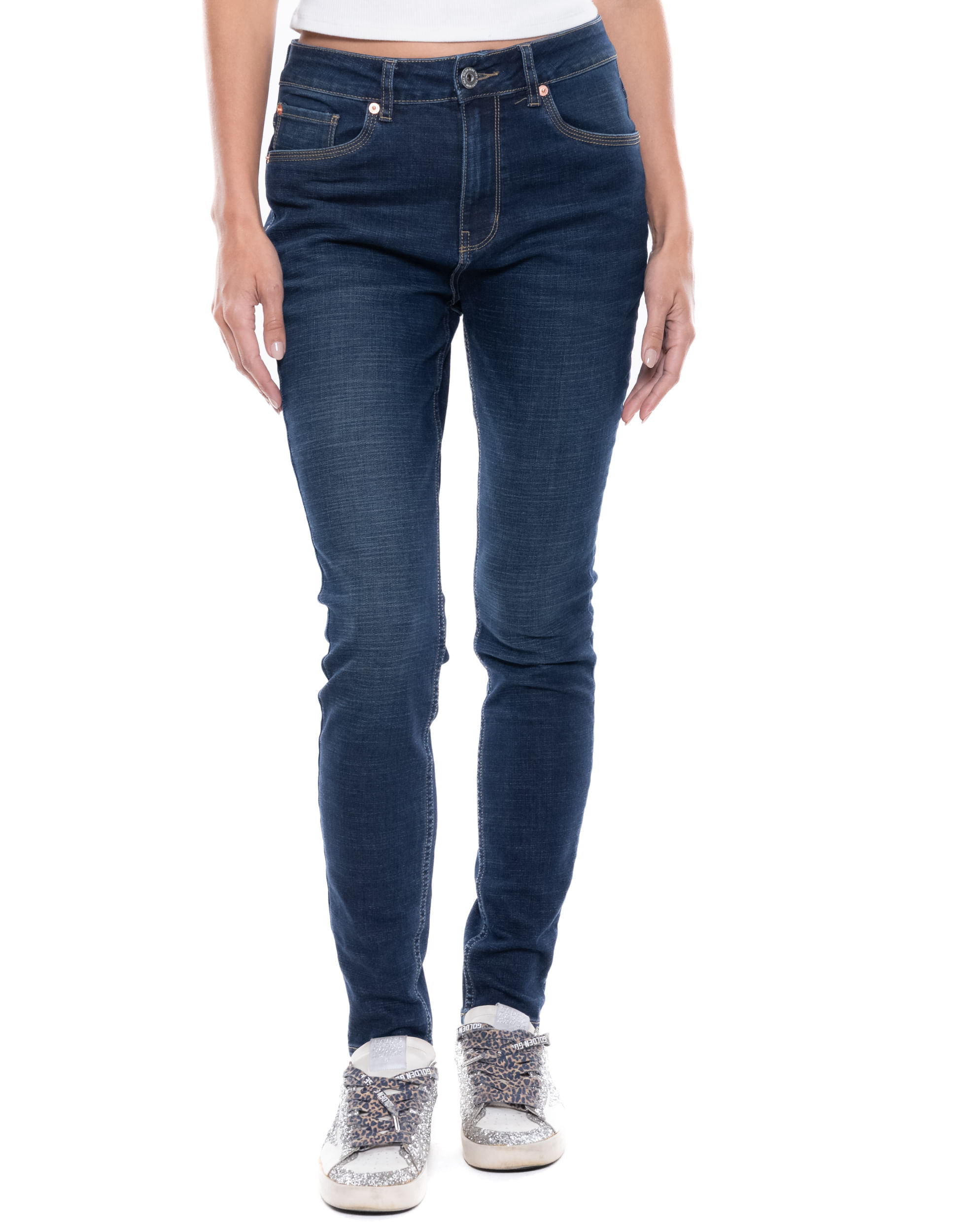 Medium Waist Skinny Fit Jeans Tono Oscuro