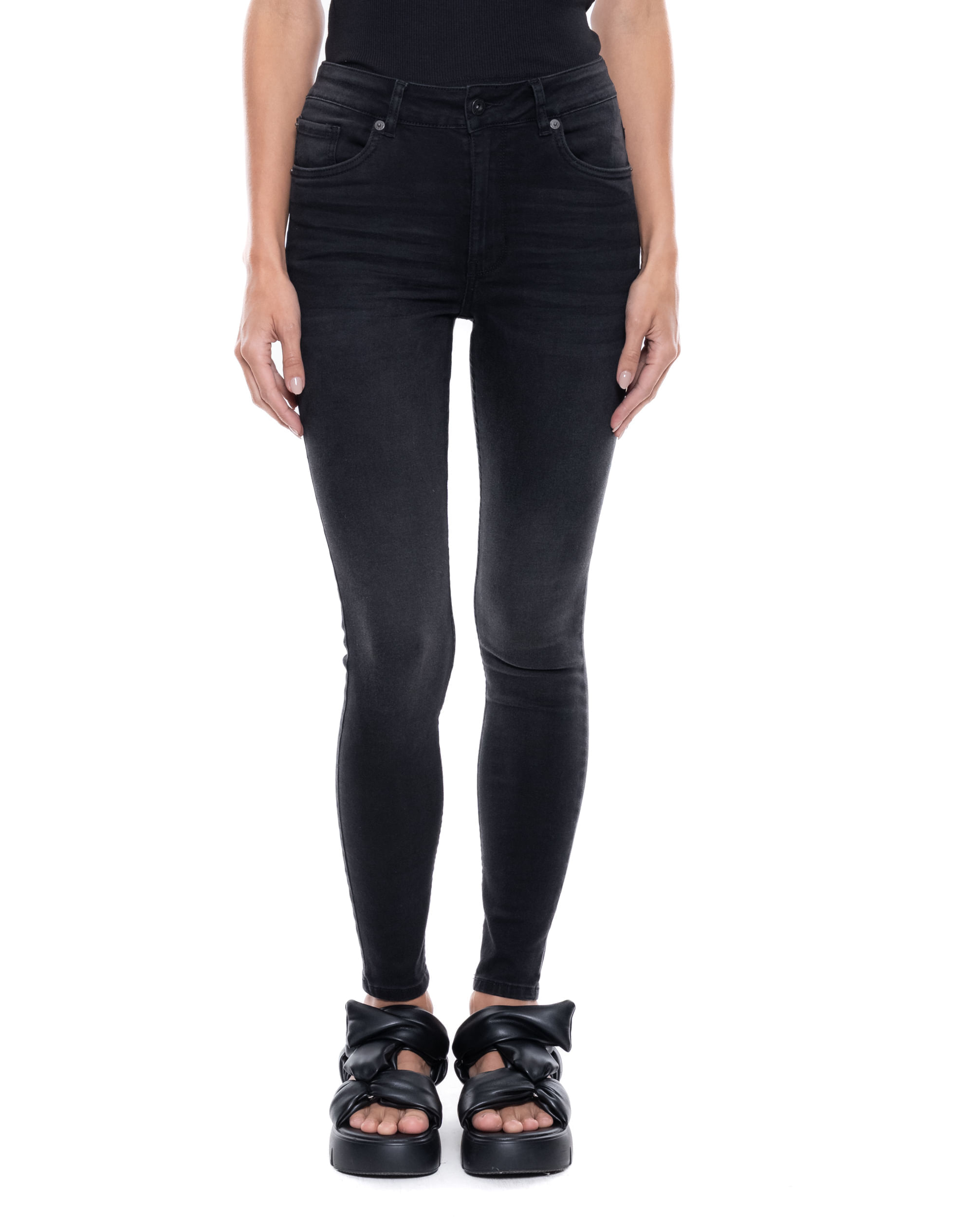 Black Denim Medium Waist Skinny Fit Jeans