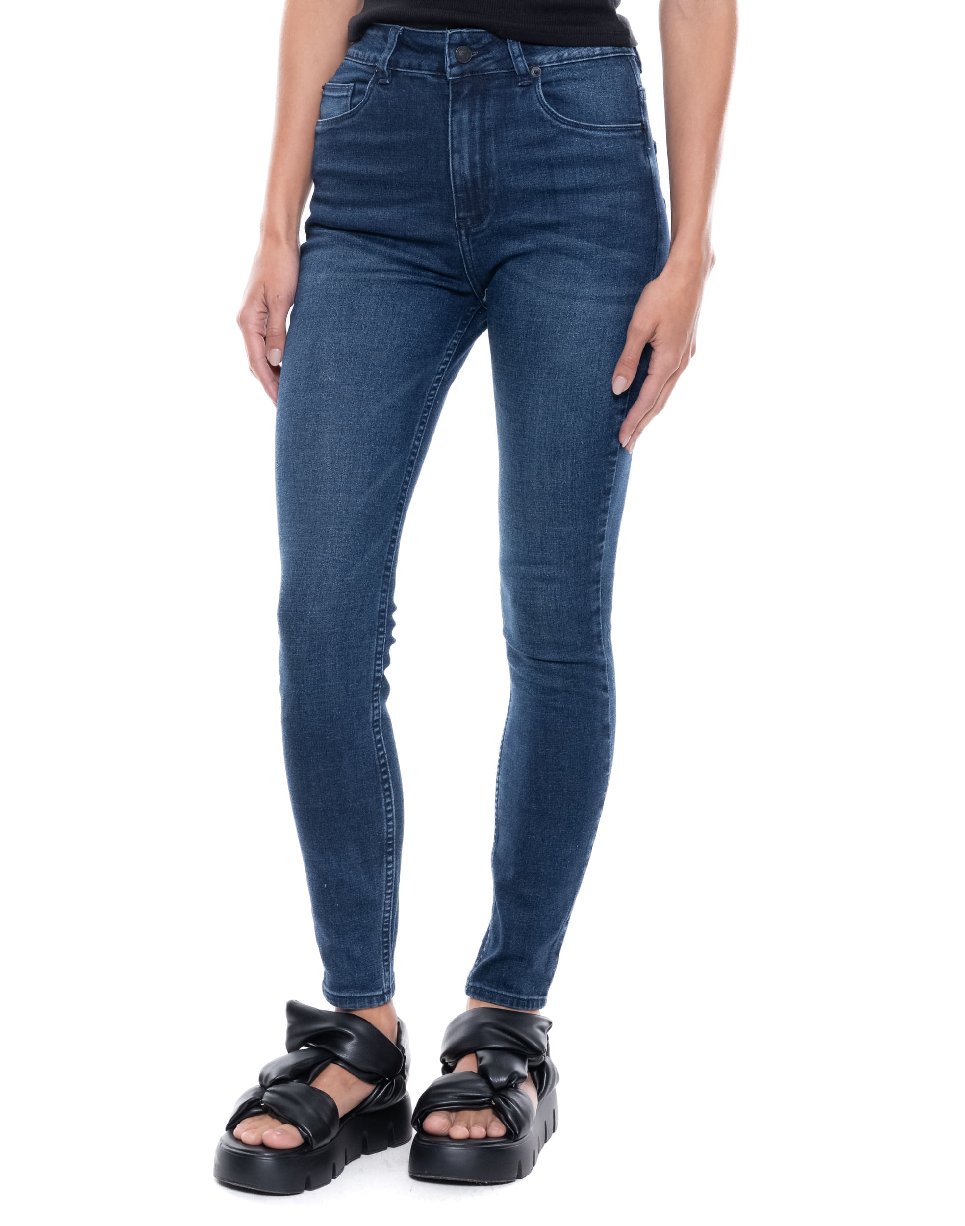 High Waist Skinny Fit Jeans Tono Oscuro
