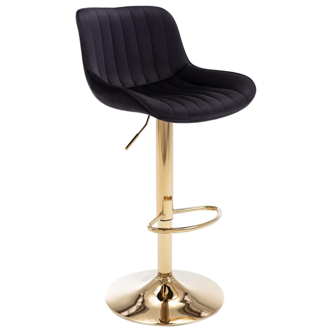 Silla De Bar Moderna Negra De Terciopelo Oxford Base Dorada