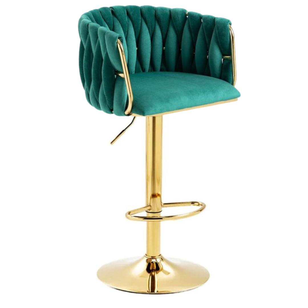 Silla De Bar Moderna Verde De Terciopelo London Base Dorada