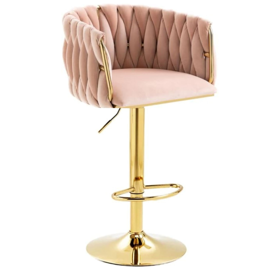 Silla De Bar Moderna Rosada De Terciopelo London Base Dorada