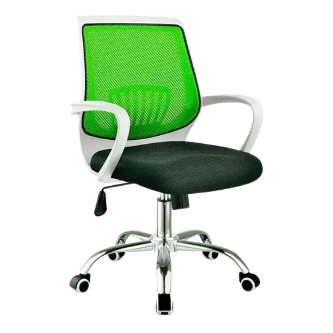 Silla De Oficina Superior Blanca Verde