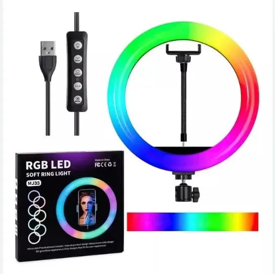 Aro de Luz LED RGB 33cm Color Personalizables + Trípode