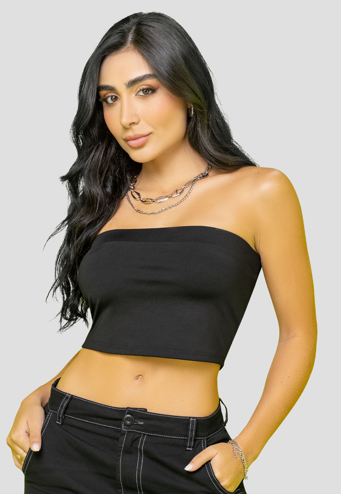 Crop Top Mujer Negro Mp 108098
