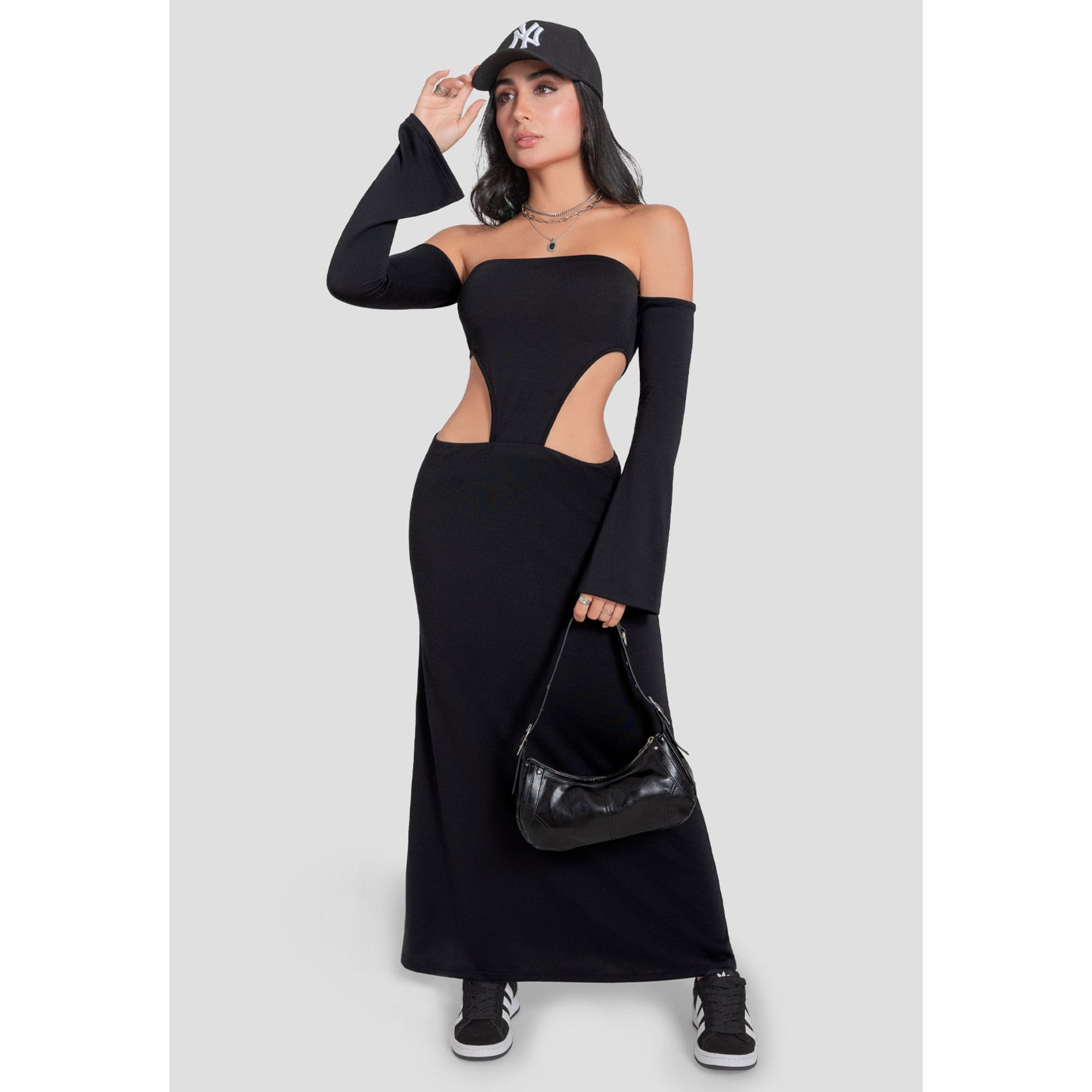 Vestido Largo Mujer Negro Mp 106184