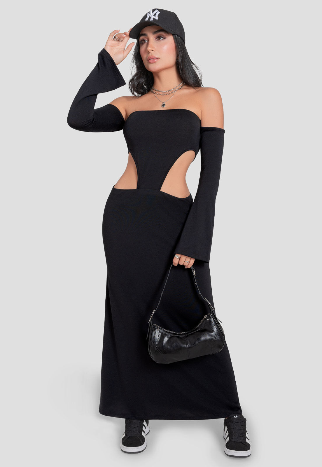 Vestido Largo Mujer Negro Mp 106184