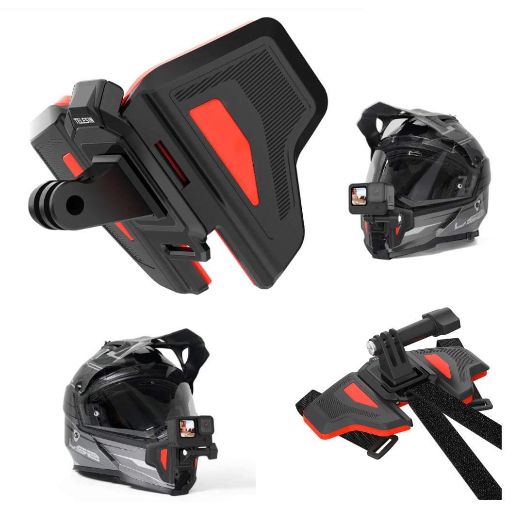 Soporte para casco de cámara de motocicleta TELESIN GP-HBM-MT2