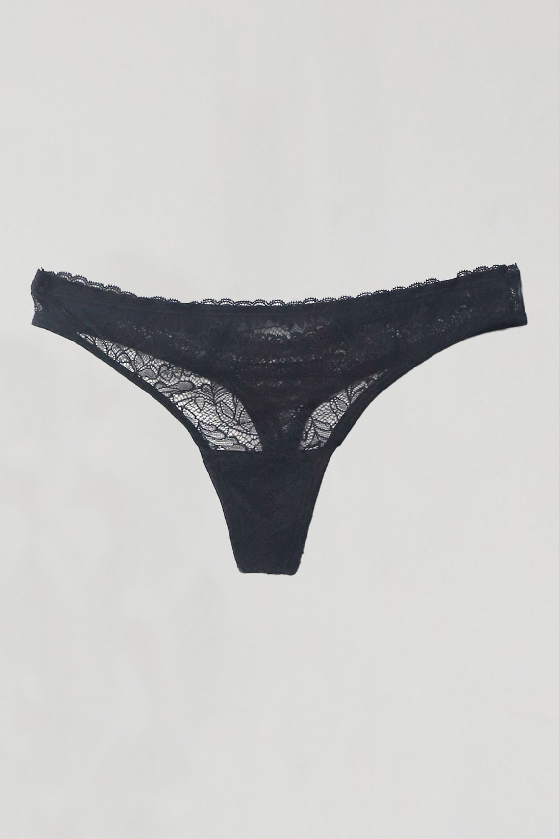 Panty tipo tango encaje negro para mujer