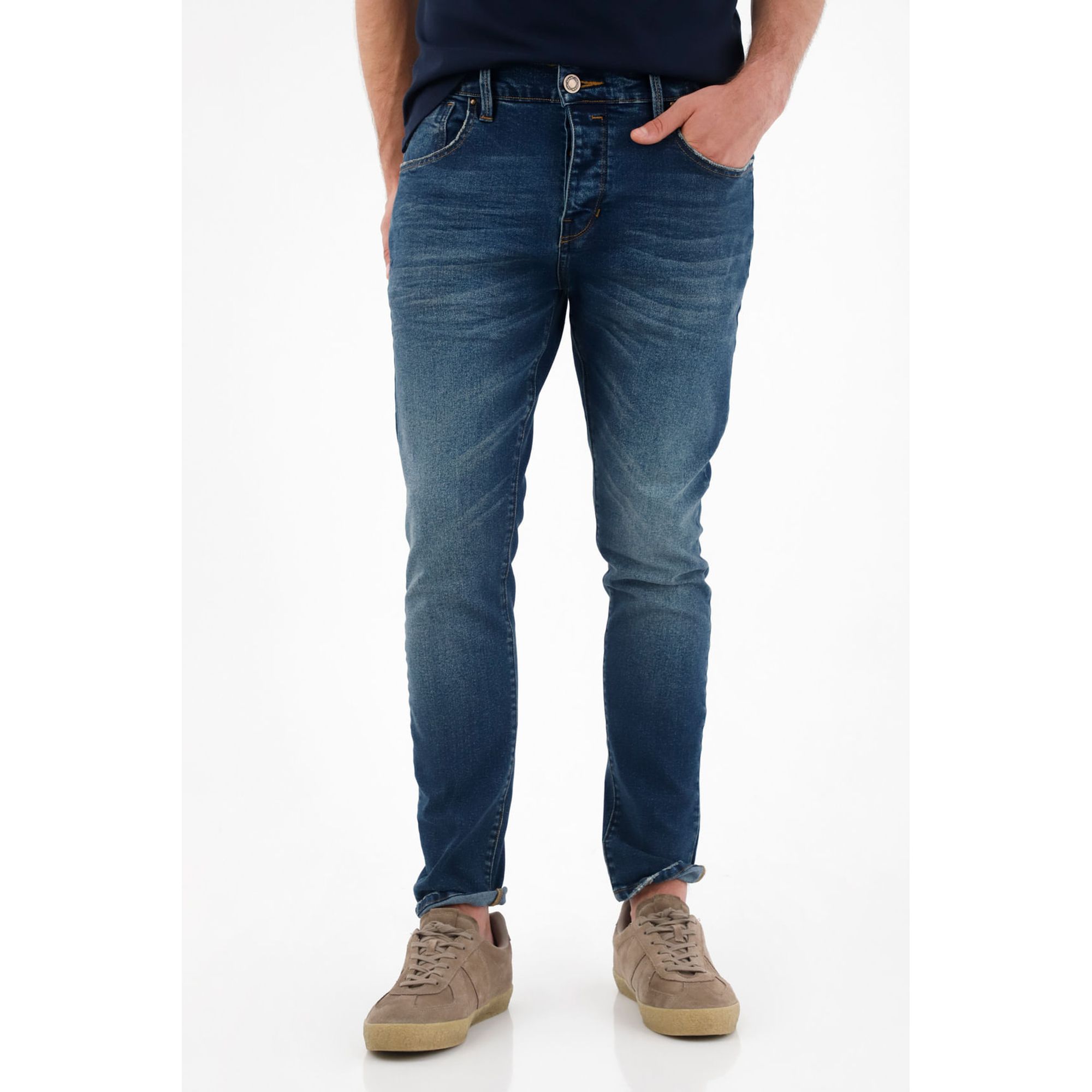 Jean Skinny tiro medio azul para hombre