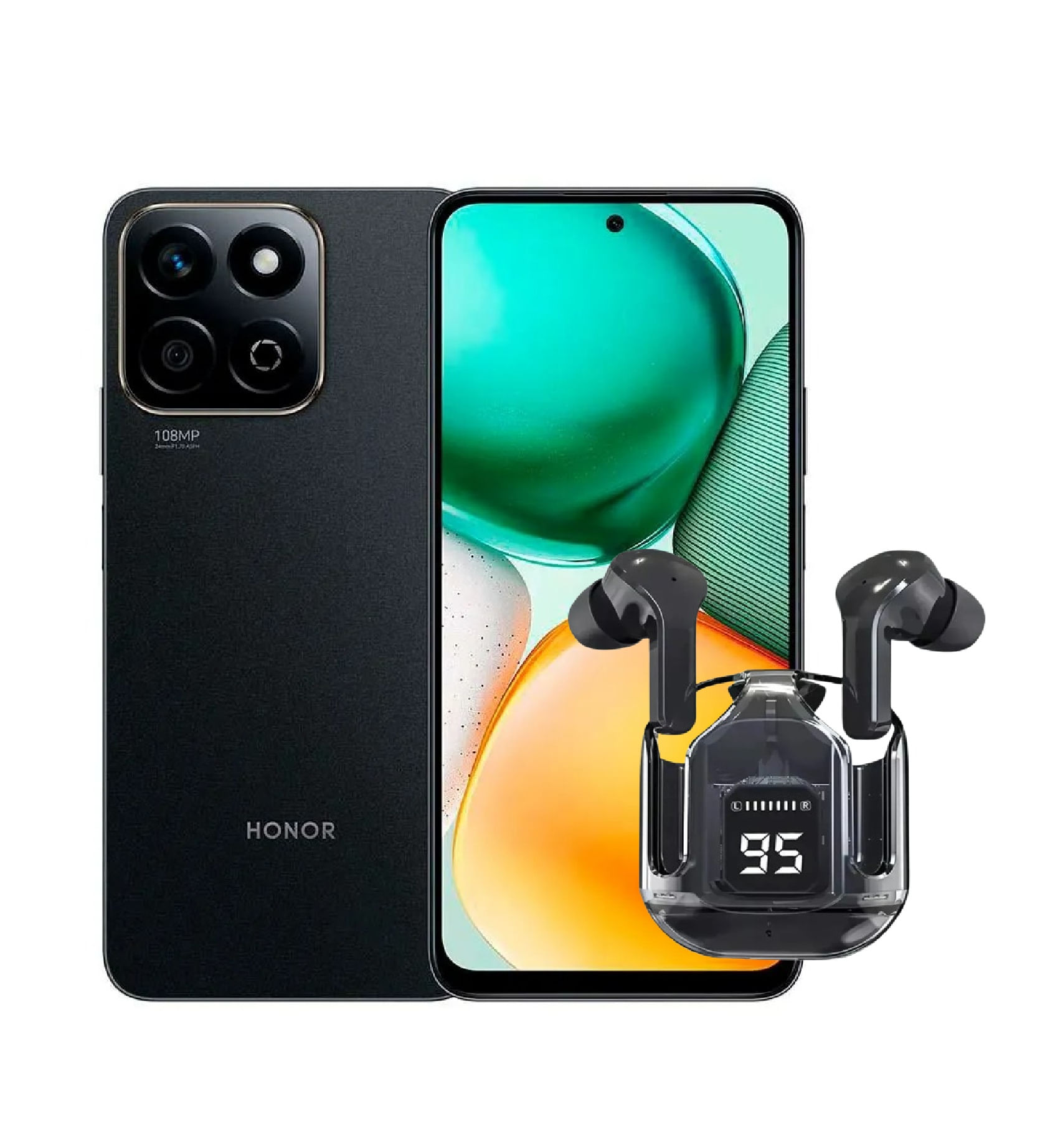 Celular Honor X7C 256 GB 8 GB RAM Negro + Audífonos Bluetooth