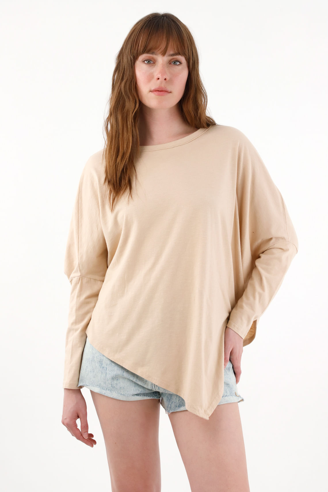 Camiseta manga larga café para mujer