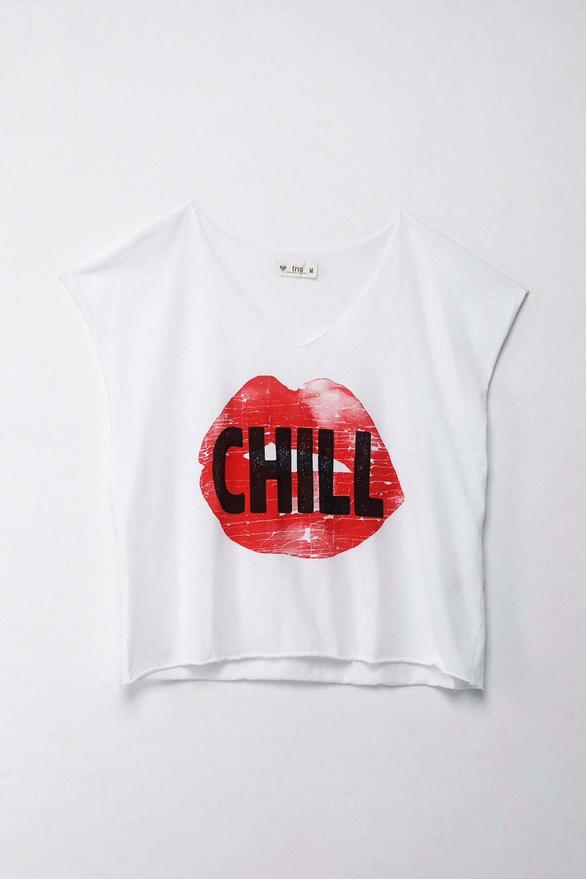 Camiseta Boxy fit manga sisa blanca para mujer