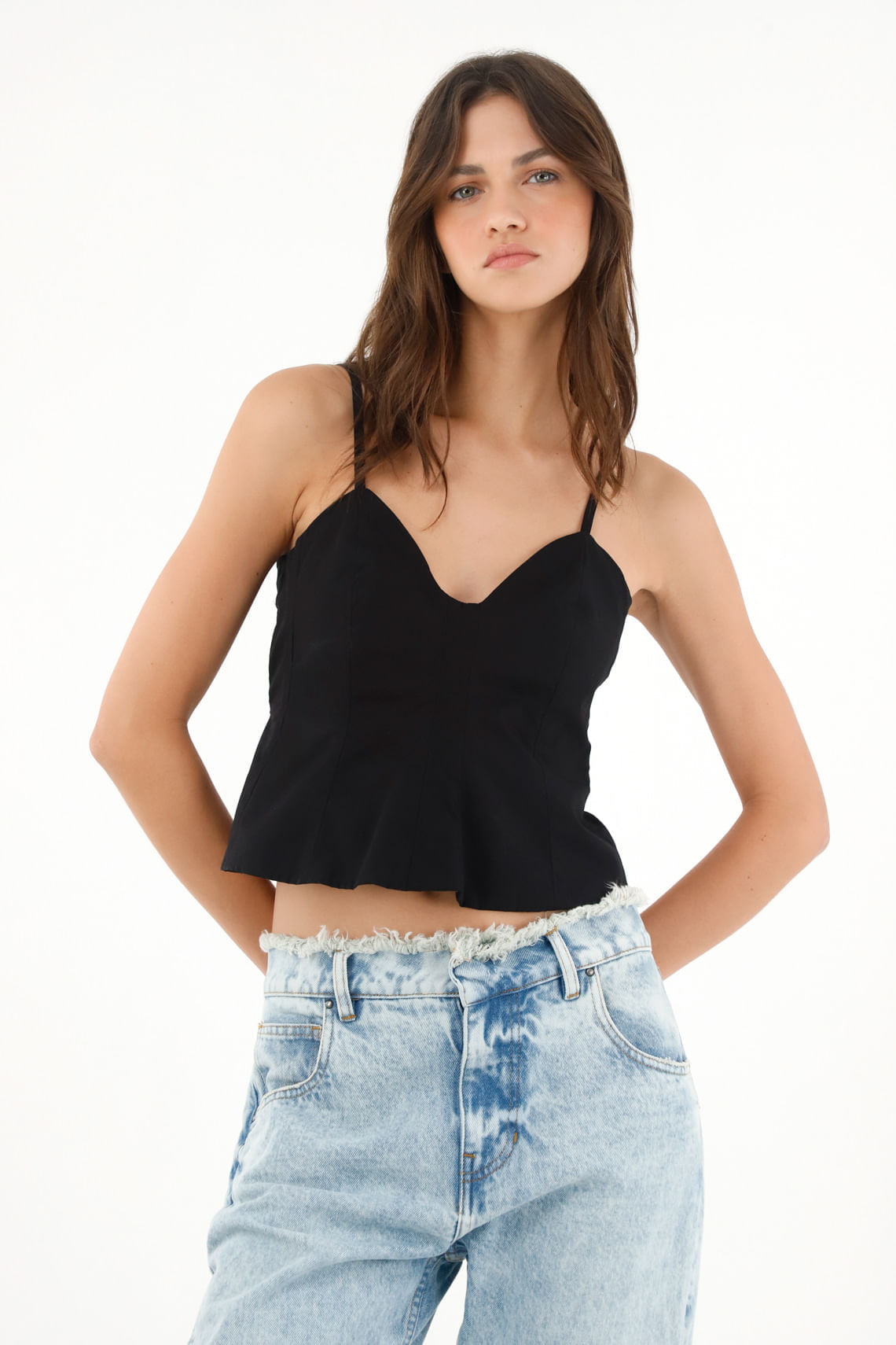 Camisa de tiras negra para mujer