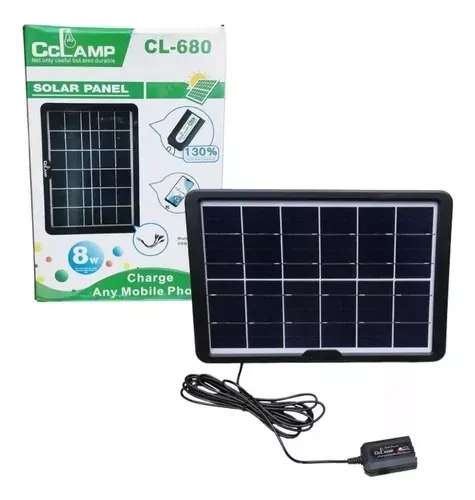 Panel Solar Cargador Celular 8w 6v Energía Solar Cl-680  Color Negro