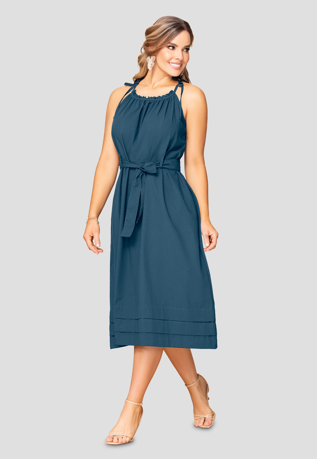 Vestido Largo Mujer Azul Profundo Mp 110133
