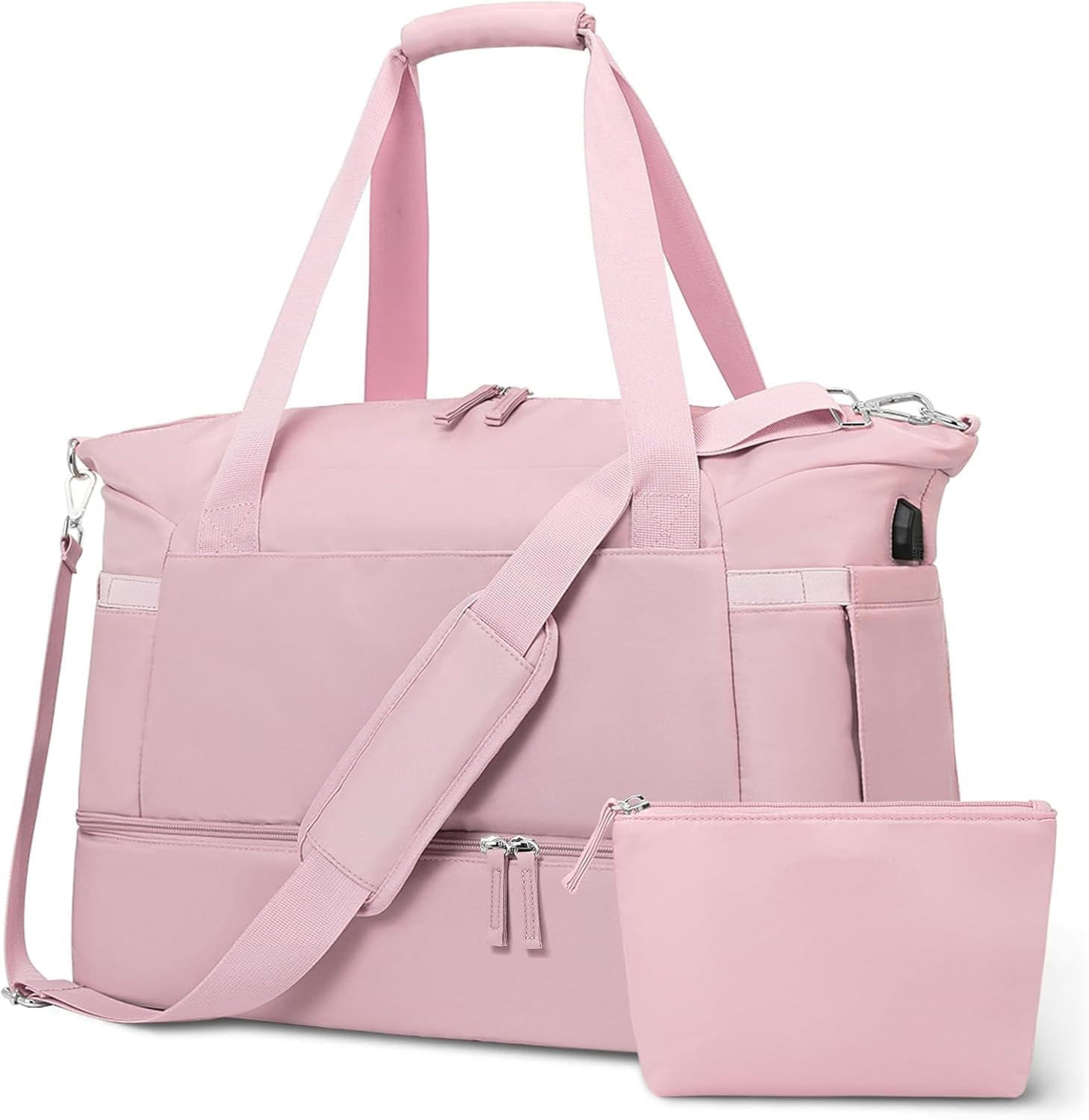 Bolso Maleta Mulifuncion Gym Viajes Para Dama 2 Piezas Rosa