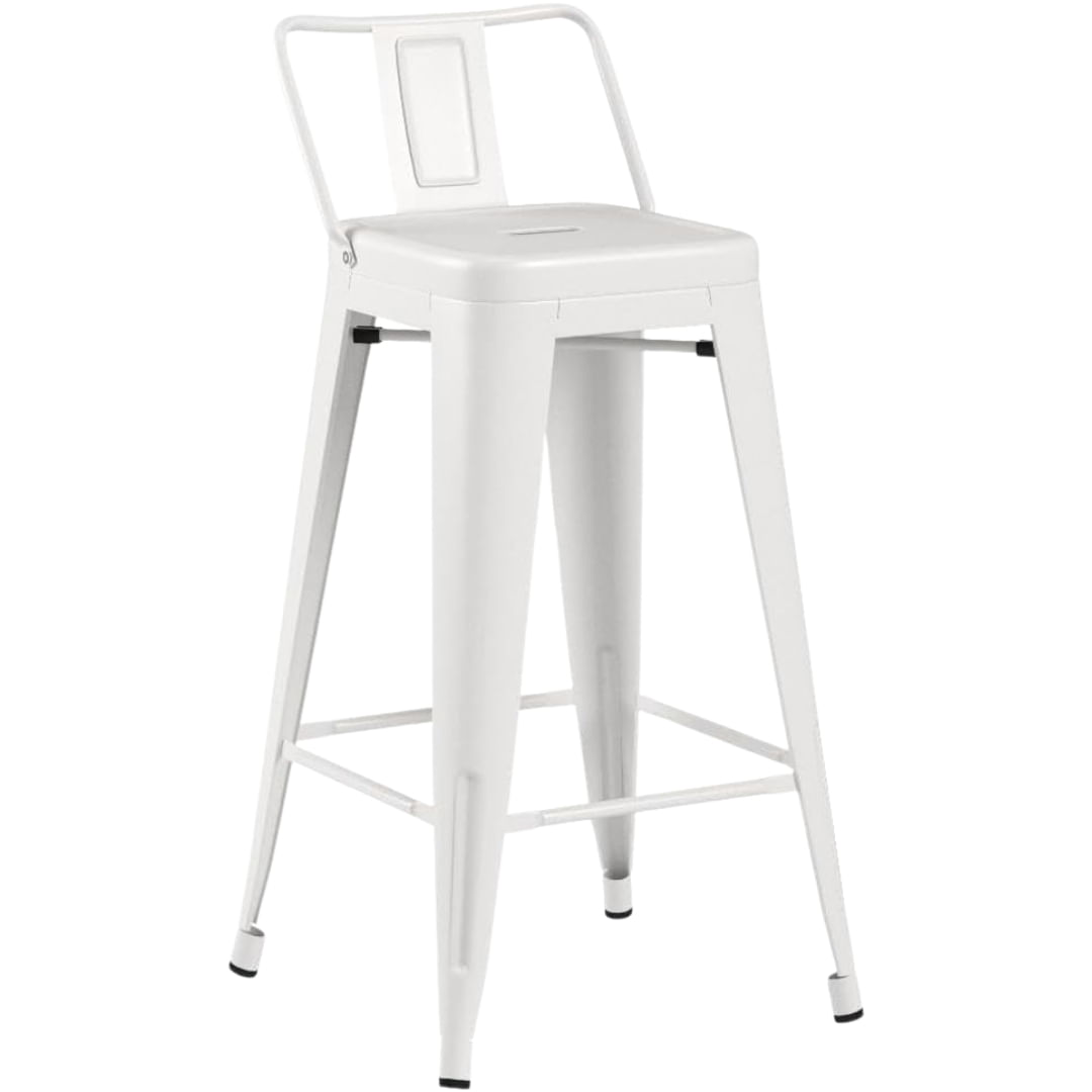 Butaco Bar Metálico Con Espaldar Blanco De 76cm