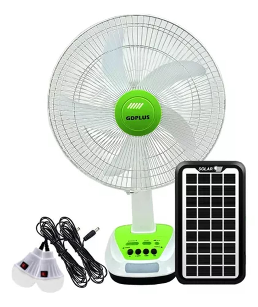 Ventilador Con Panel Solar Bombillos Ush 12 Pulgadas