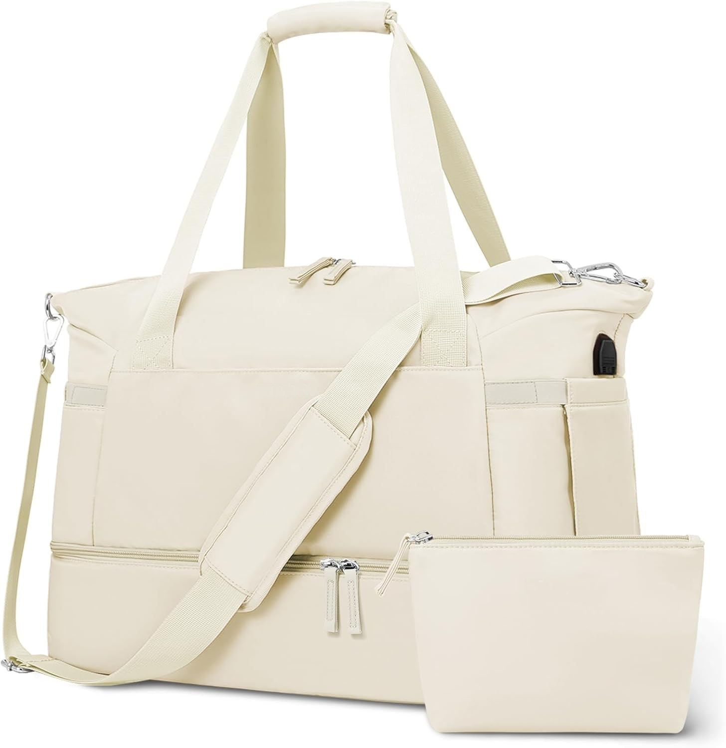 Bolso Maleta Mulifuncion Gym Viajes Para Dama 2 Piezas Beige