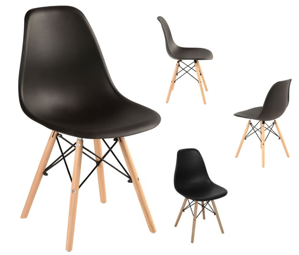 Set 4 Sillas Modernas Para Comedor Hogar Patas En Madera Negra