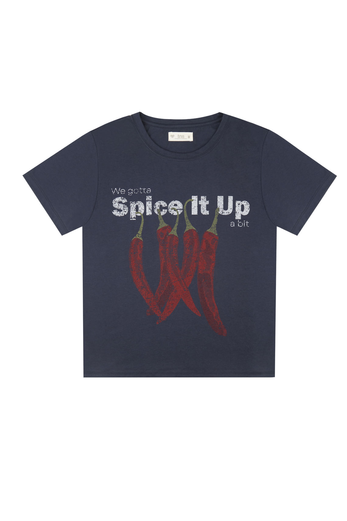 Camiseta manga corta estampada azul para mujer