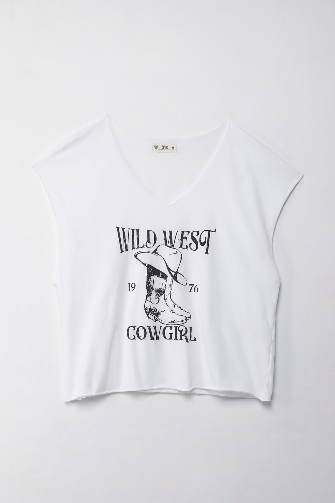 Camiseta Boxy fit manga sisa blanca para mujer