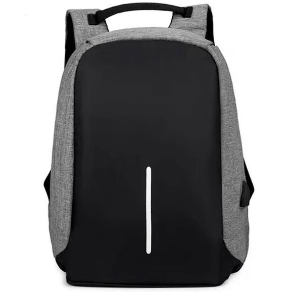 Mochila Antirrobo Impermeable Con Puerto USB Gris