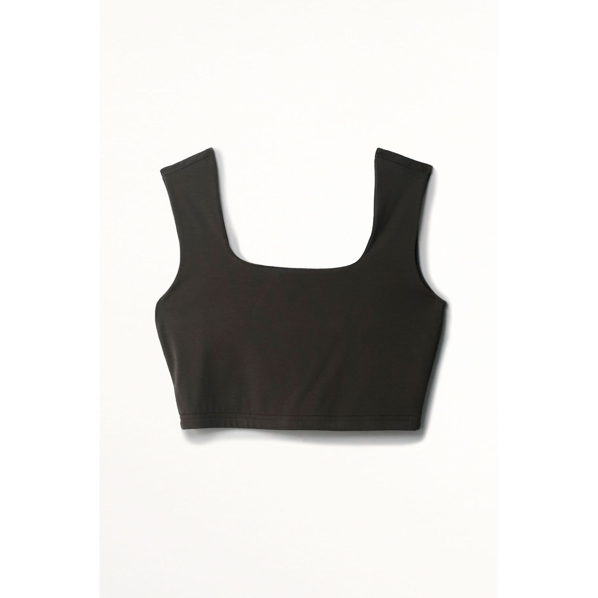 Camiseta crop manga sisa verde para mujer