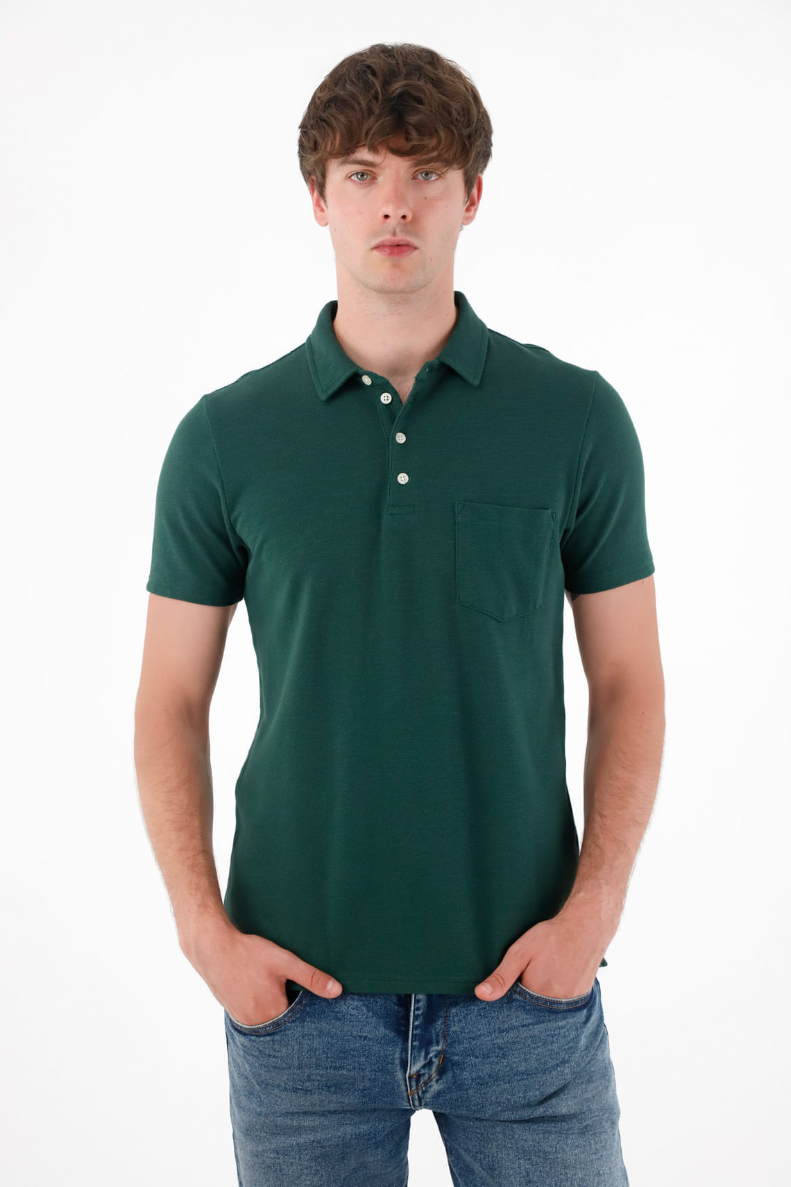 Camiseta polo manga corta verde para hombre