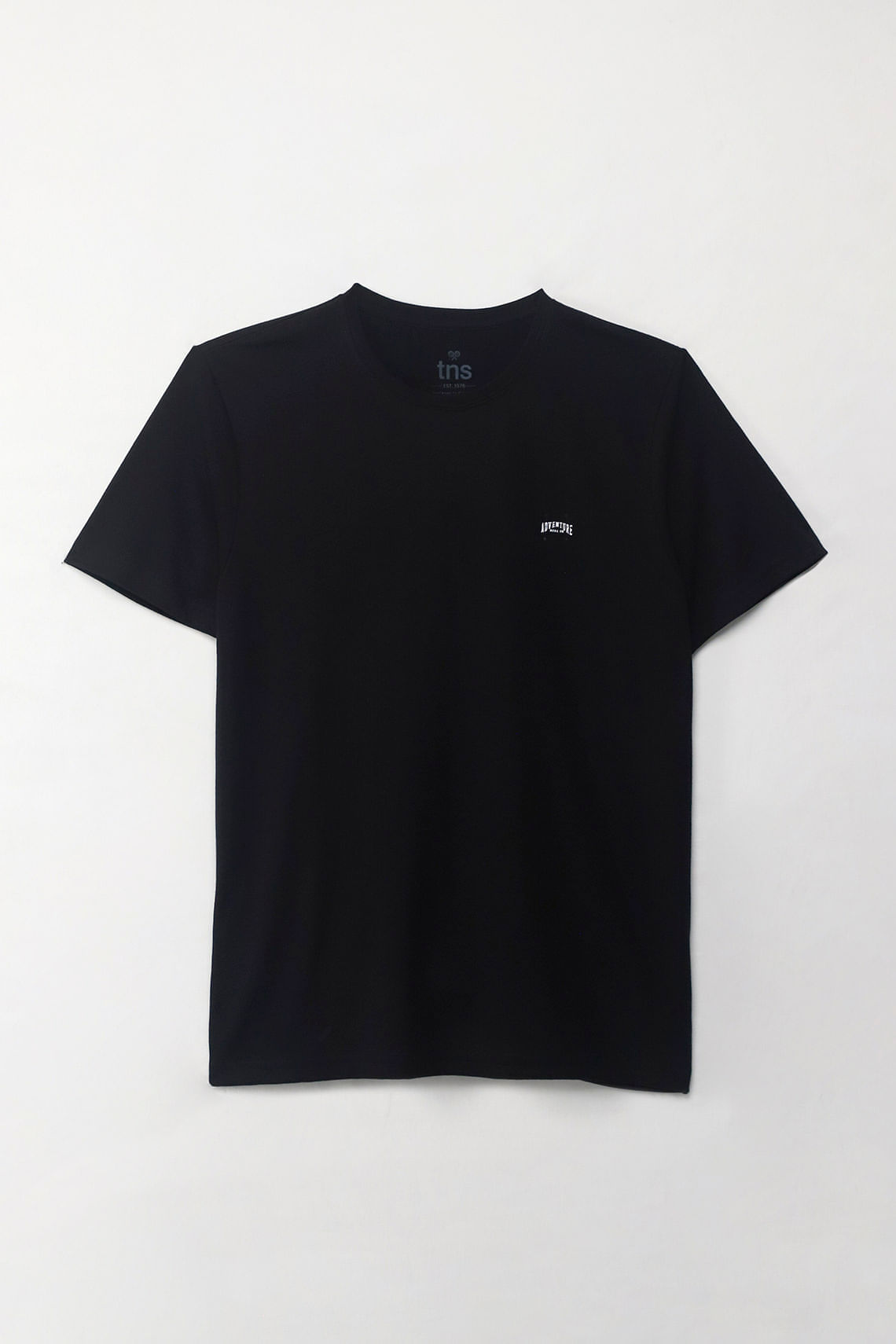 Camiseta manga corta estampada negra para hombre