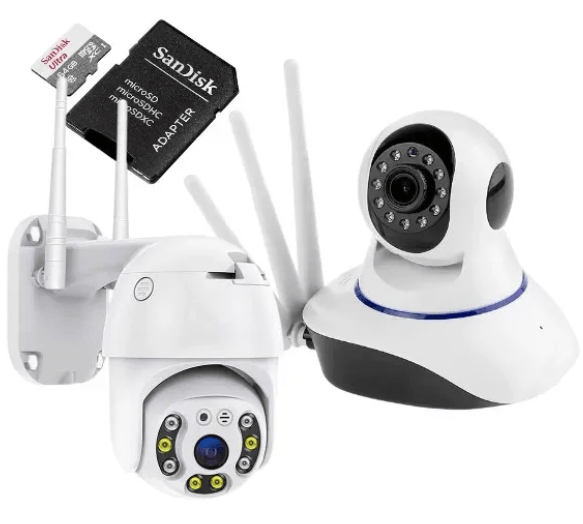 Combo X2 Cámaras Para Interior Y Exterior + Micro SD 64GB X2