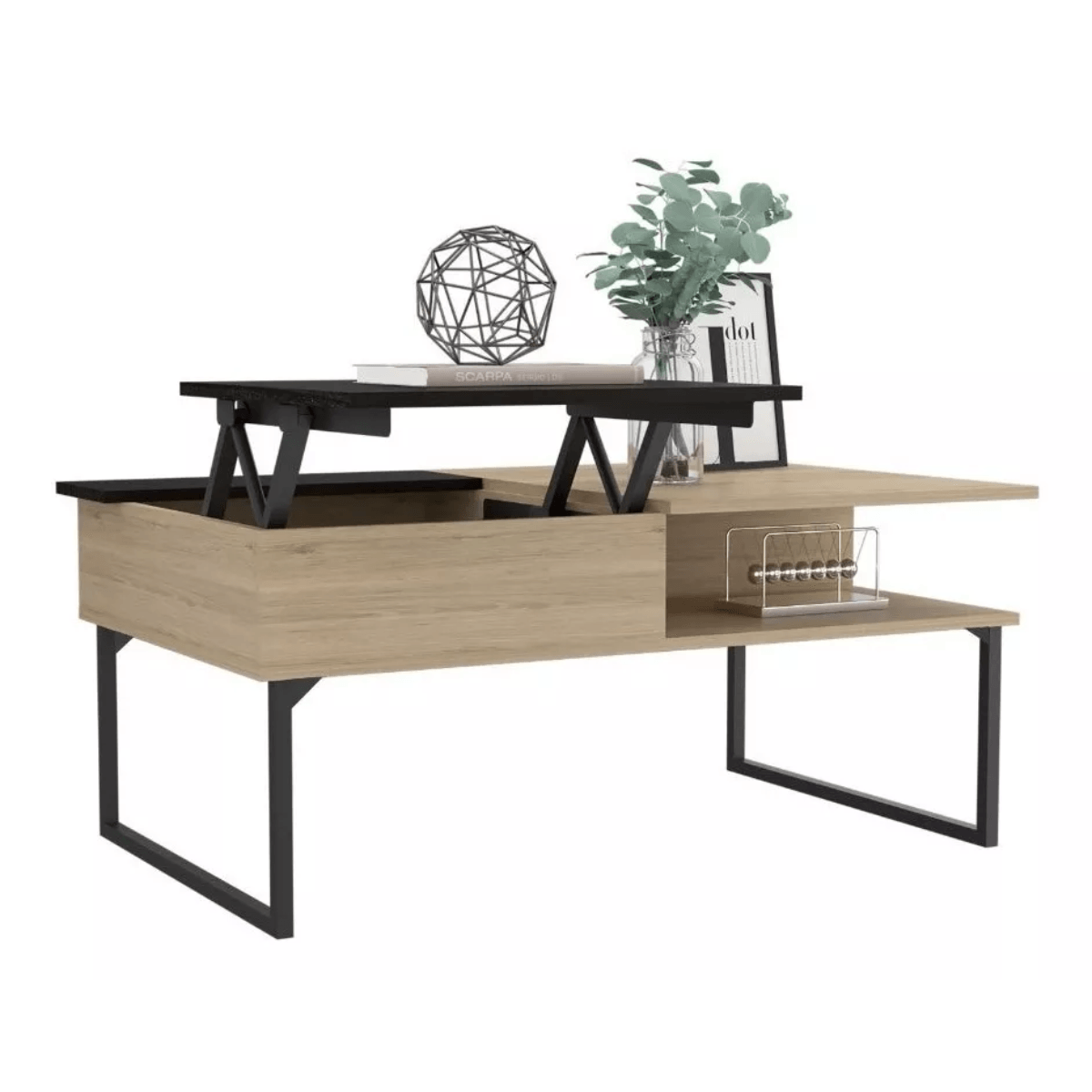 Mesa De Centro Azael, Beige Y Wengue