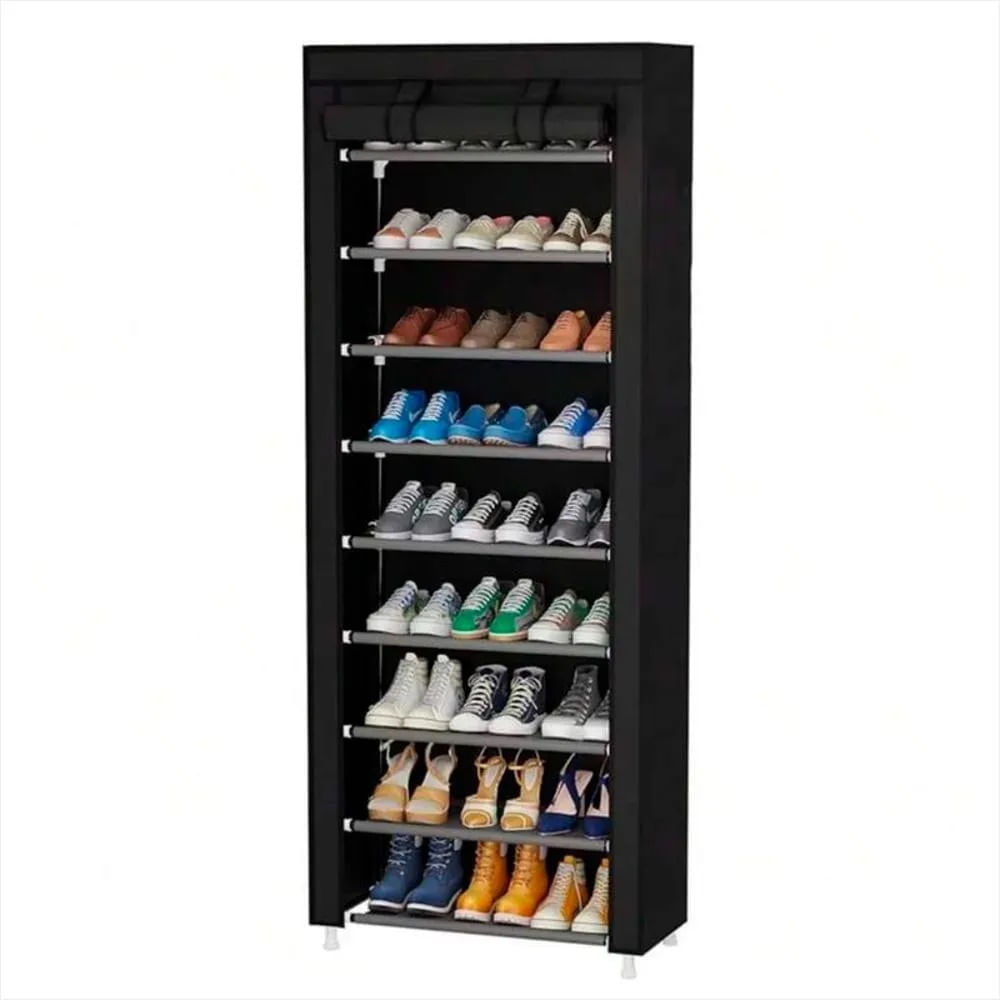 Zapatero Closet De 9 Niveles Armable En Tela Negro