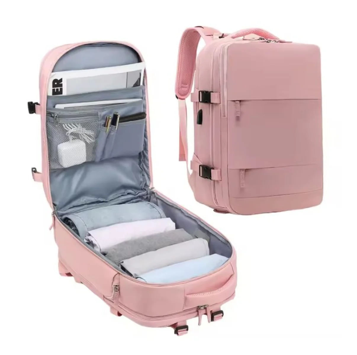 Maleta Equipaje Mano Para Viaje Multifuncional Grande Rosa