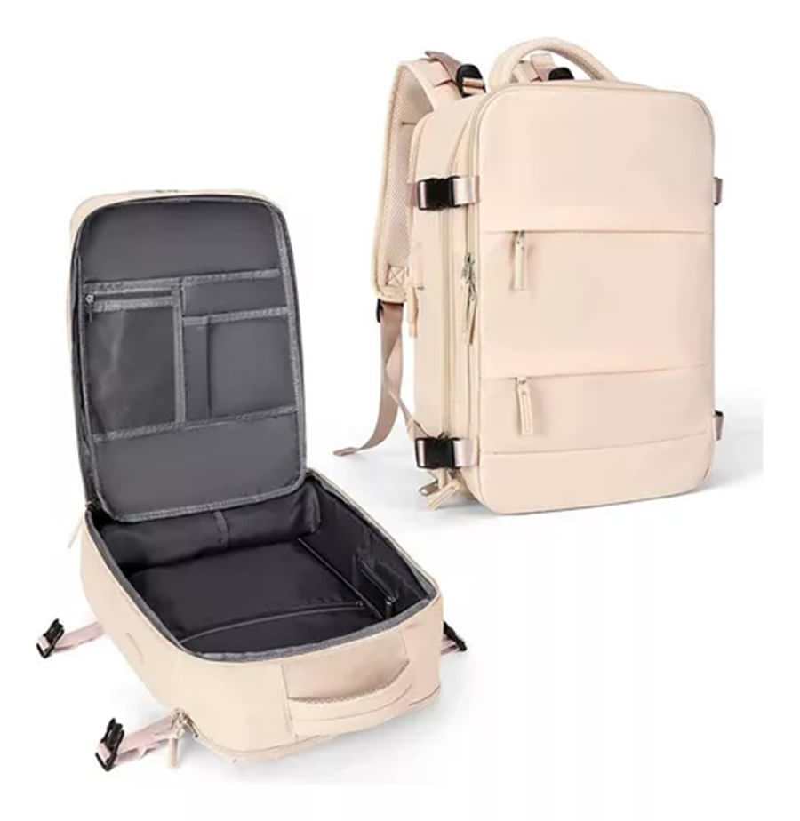 Maleta Equipaje Mano Para Viaje Multifuncional Grande Beige