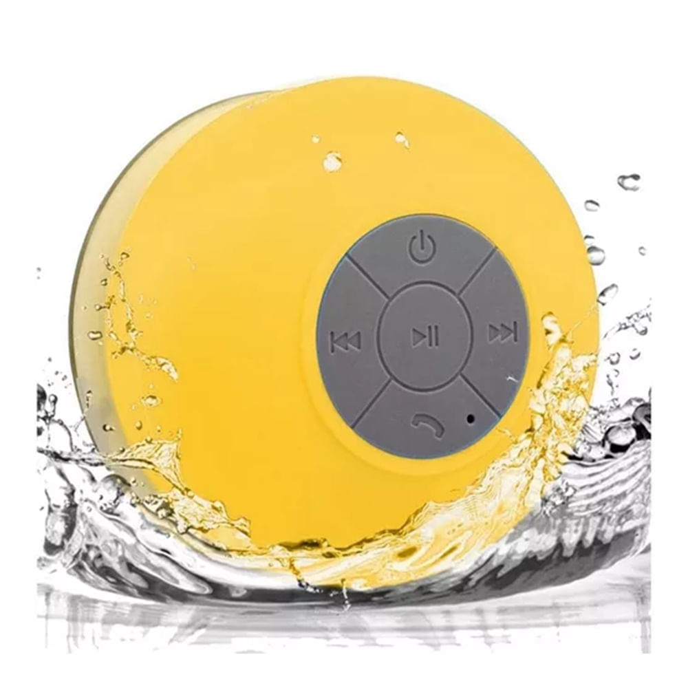 Parlante Altavoz Ducha Recargable Bluetooth Resistente Agua Amarillo
