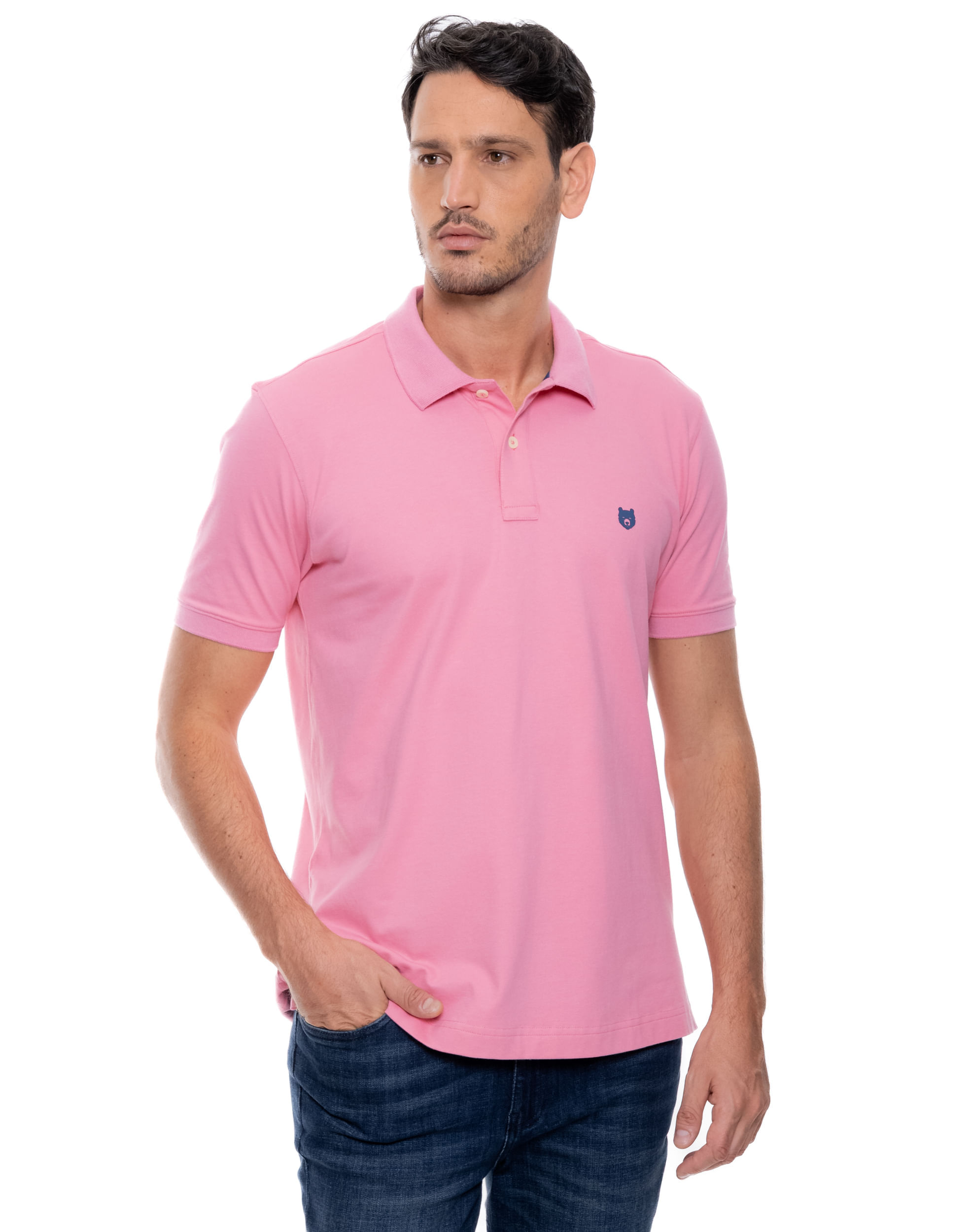 Polo Unicolor Logo Estampado