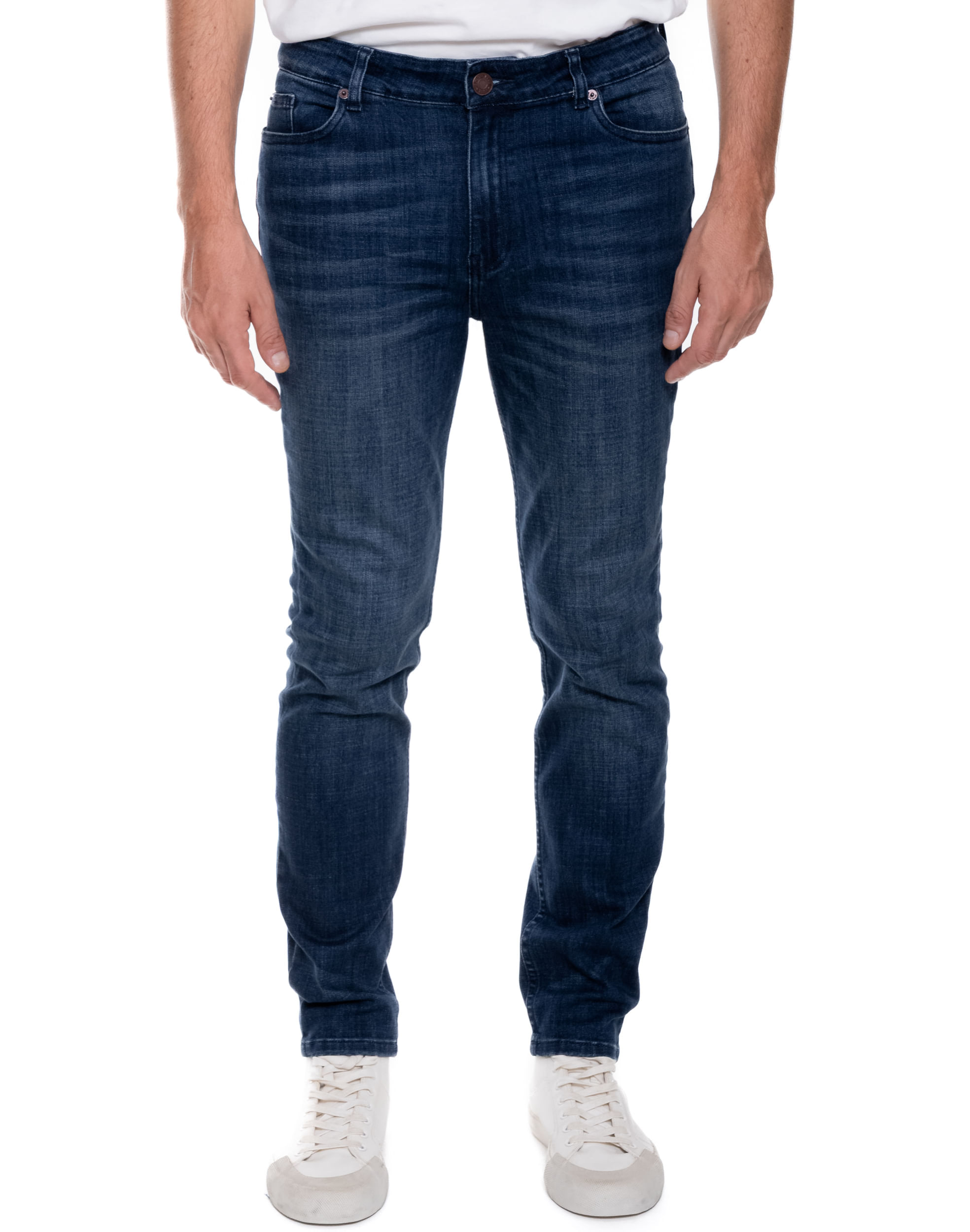 Skinny Fit Jeans Tono Oscuro Con Desgastes
