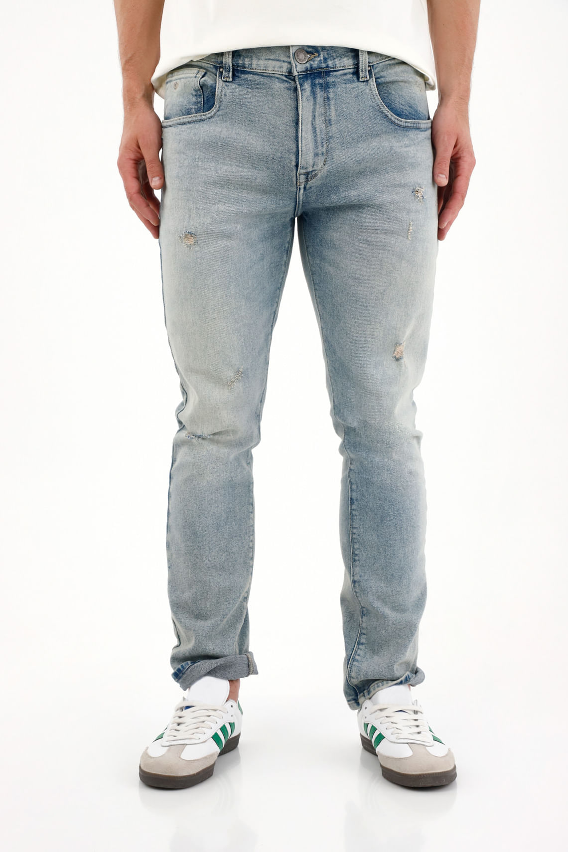 Jean Nudy con desgastes localizados azul para hombre