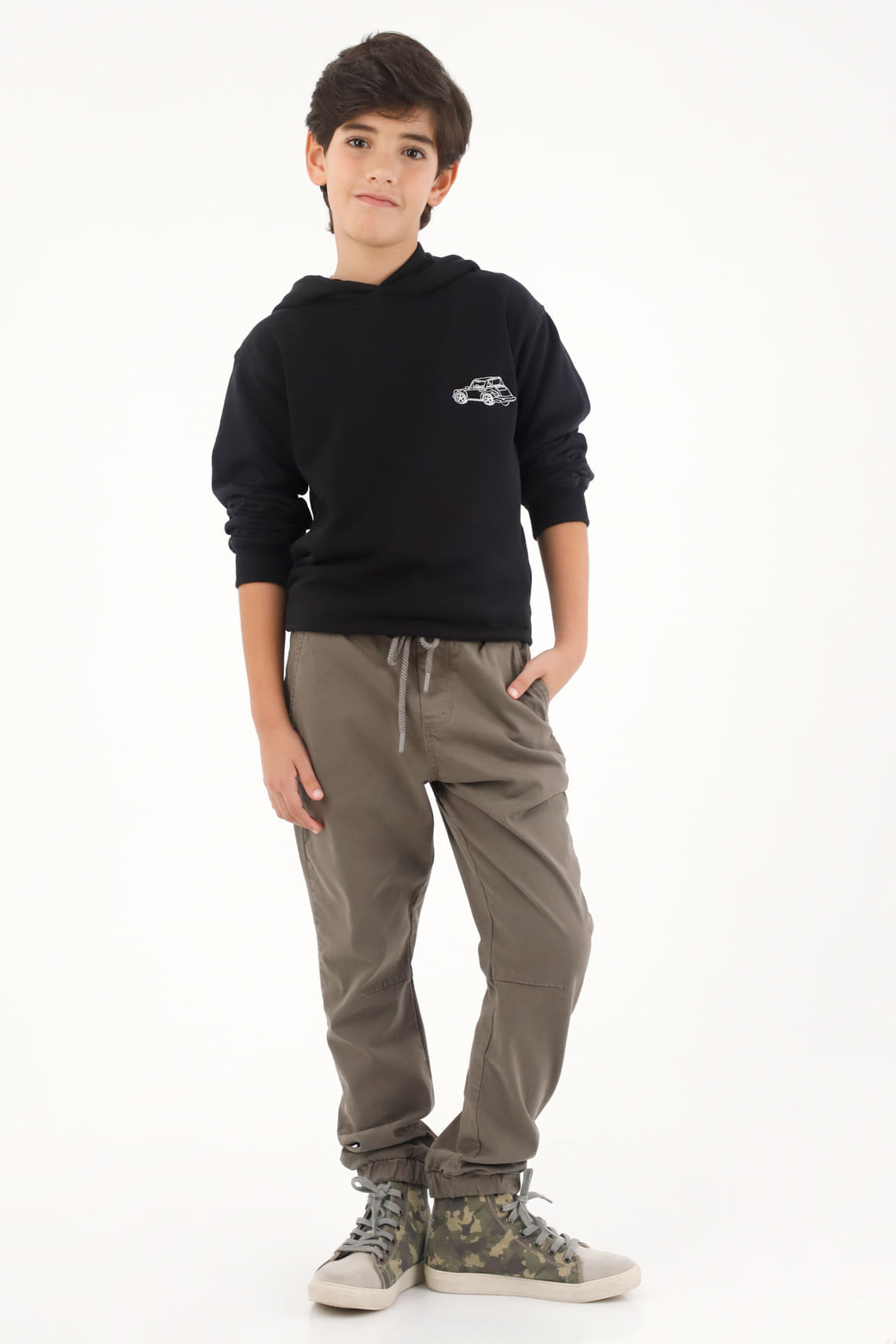 Pantalón jogger con pretina y bota elástica gris para niño