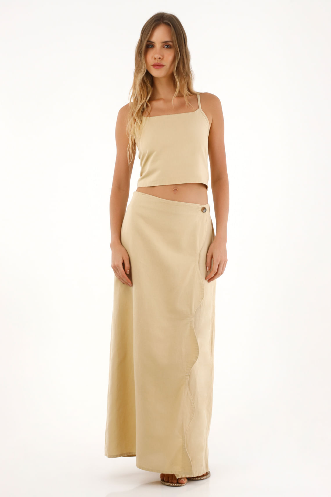 Camisa crop de tiras crudo para mujer